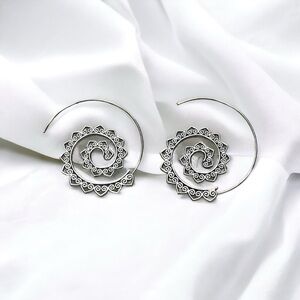 Elegant Spiral Silver Earrings